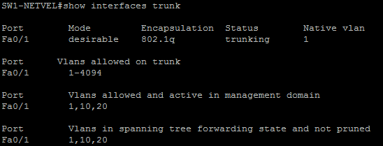 VLAN hopping attack show int trunk