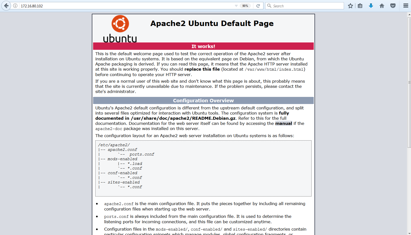 apache WEB server default